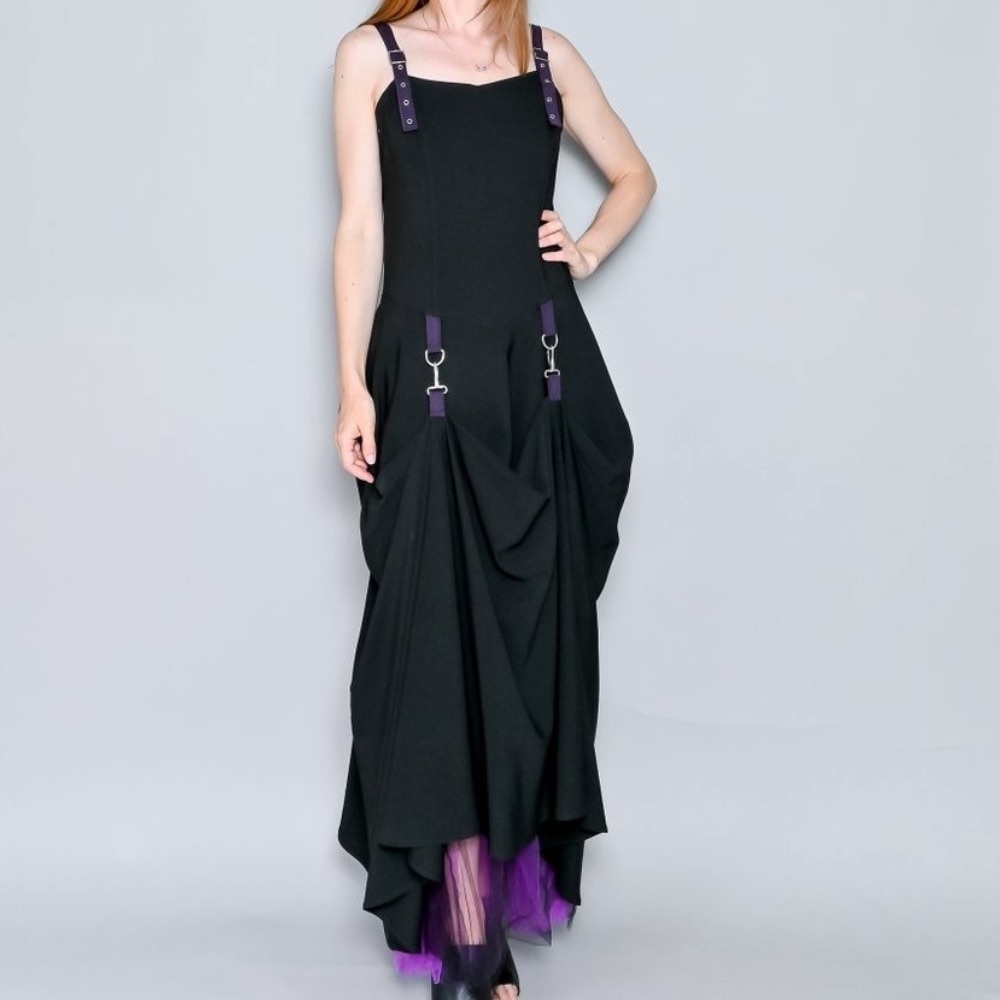 Lip Service Garter Hook Goth Ball Gown Dress L - Picture 8 of 13